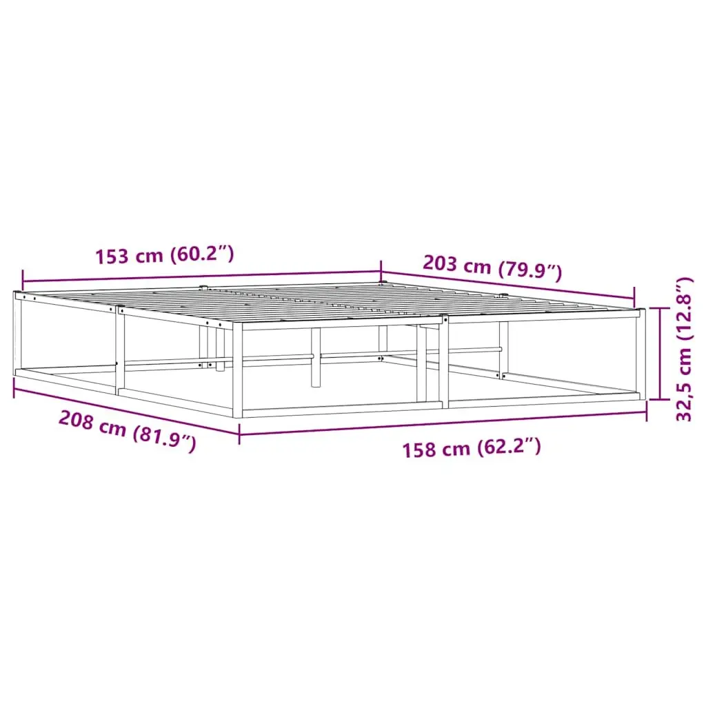 Queen Metal Bed Frame 153x203 cm in White