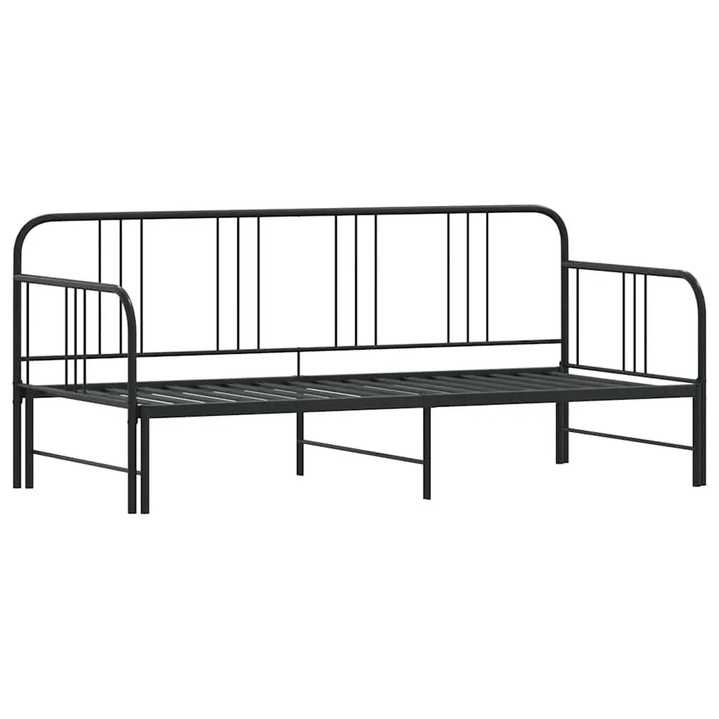 Daybed with Trundle Black Metal Frame 92x187 cm