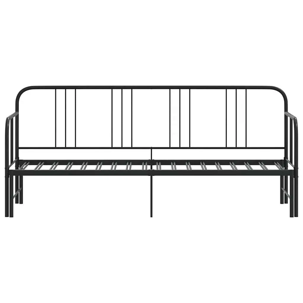 Daybed with Trundle Black Metal Frame 92x187 cm