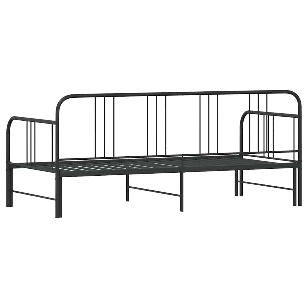 Daybed with Trundle Black Metal Frame 92x187 cm