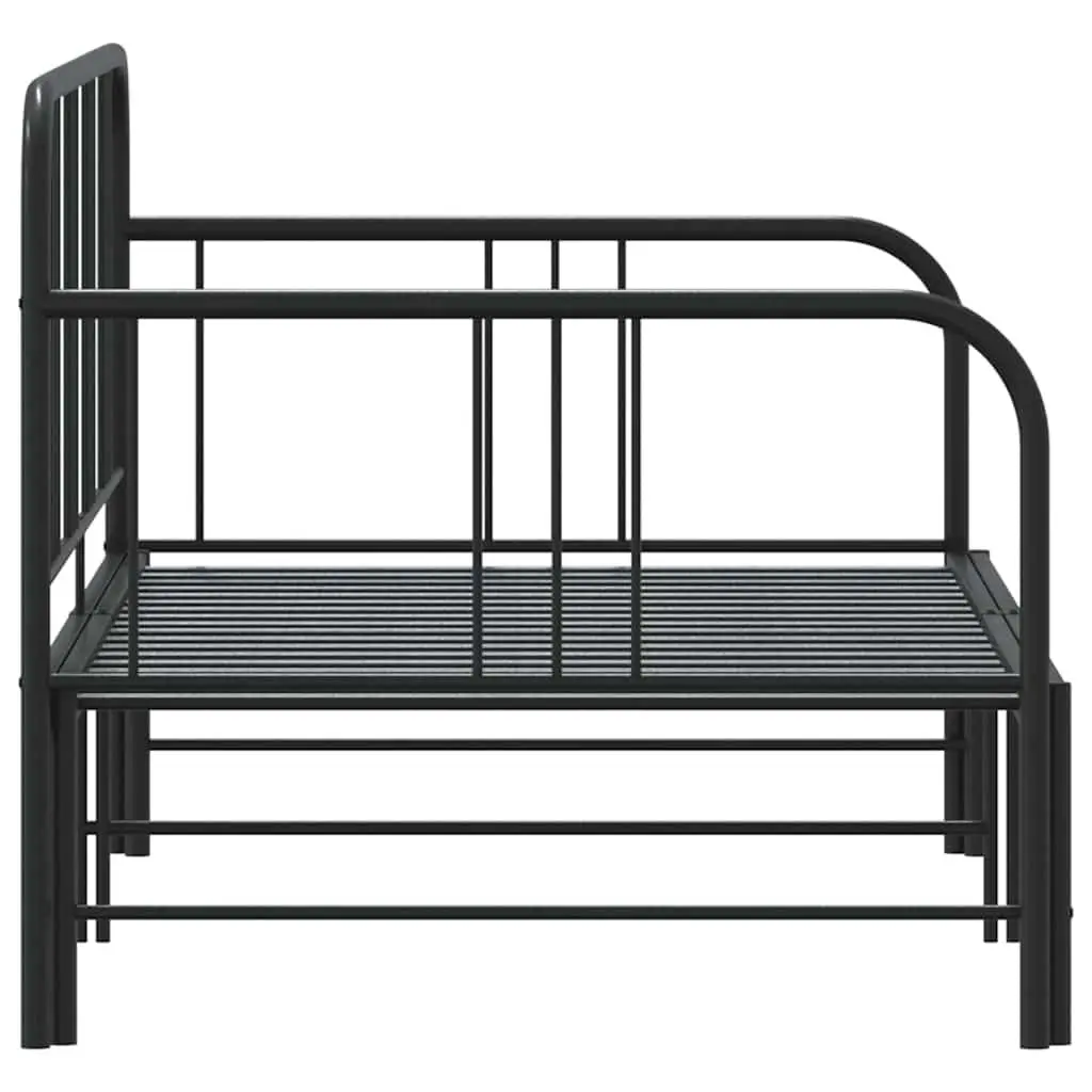 Daybed with Trundle Black Metal Frame 92x187 cm