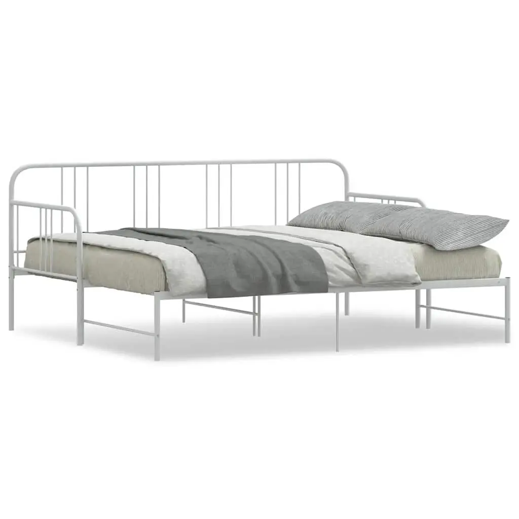 White Metal Daybed with Trundle for Guests