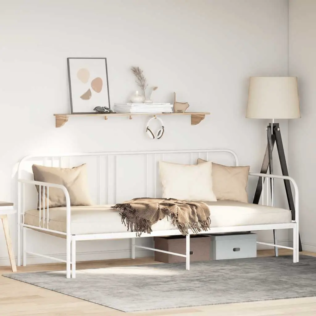 White Metal Daybed with Trundle for Guests