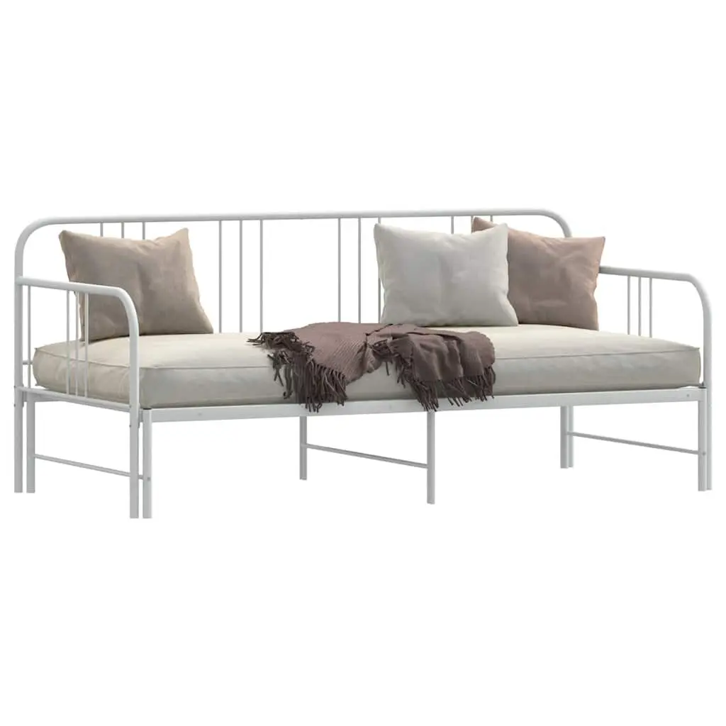 White Metal Daybed with Trundle for Guests