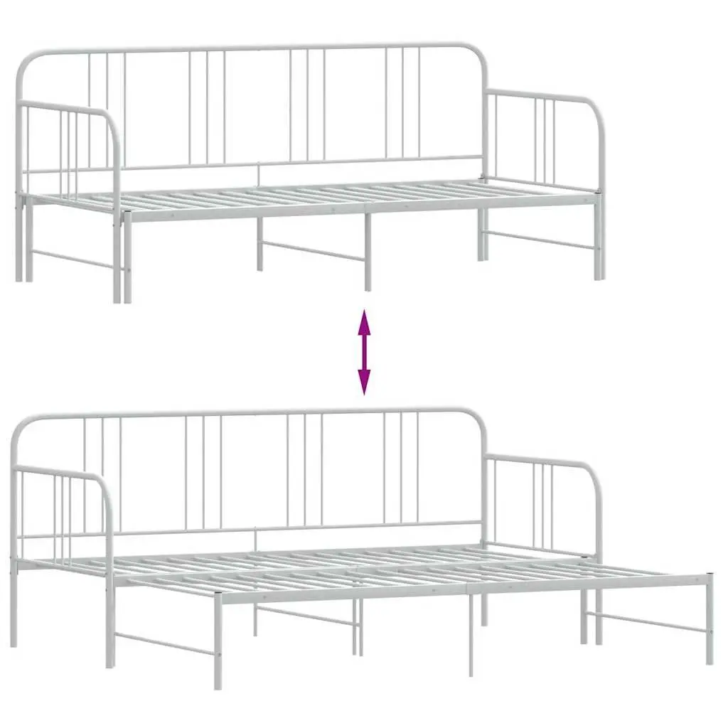 White Metal Daybed with Trundle for Guests
