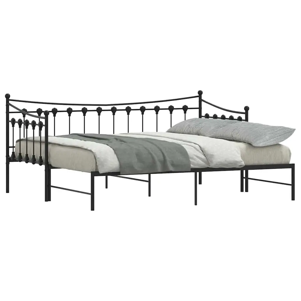Daybed with Trundle Black 92x187cm Metal Frame