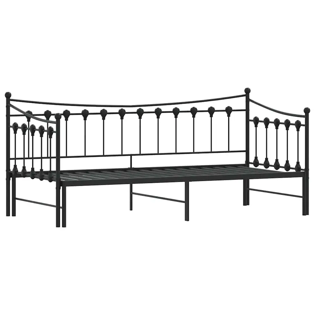 Daybed with Trundle Black 92x187cm Metal Frame