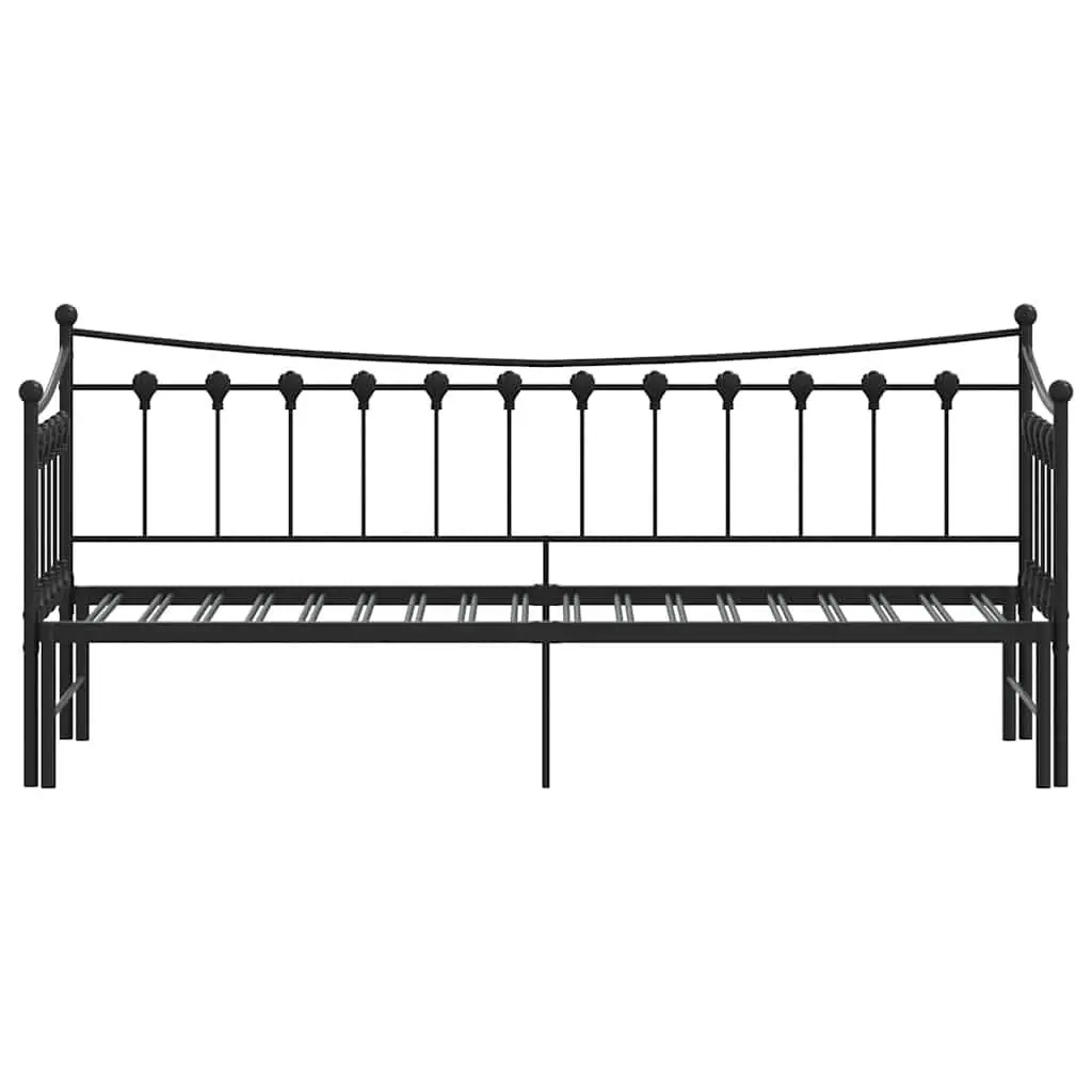 Daybed with Trundle Black 92x187cm Metal Frame