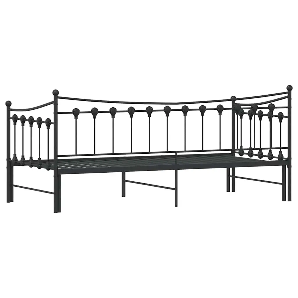 Daybed with Trundle Black 92x187cm Metal Frame