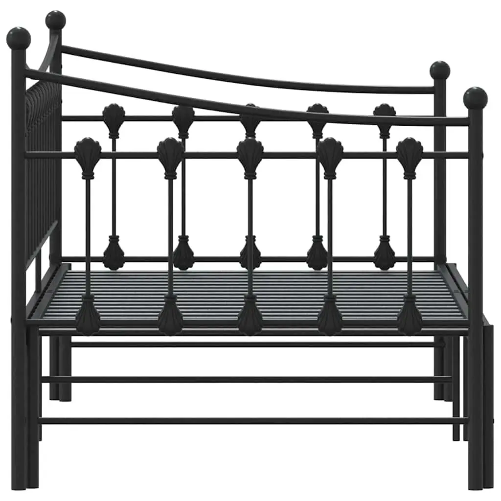 Daybed with Trundle Black 92x187cm Metal Frame