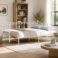 Elegant White Daybed with Trundle for Guests