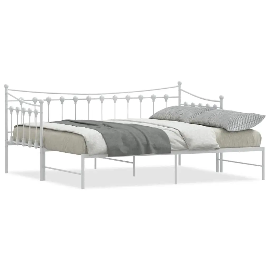 Daybed Trundle White 92x187cm Metal Frame Sofa Bed