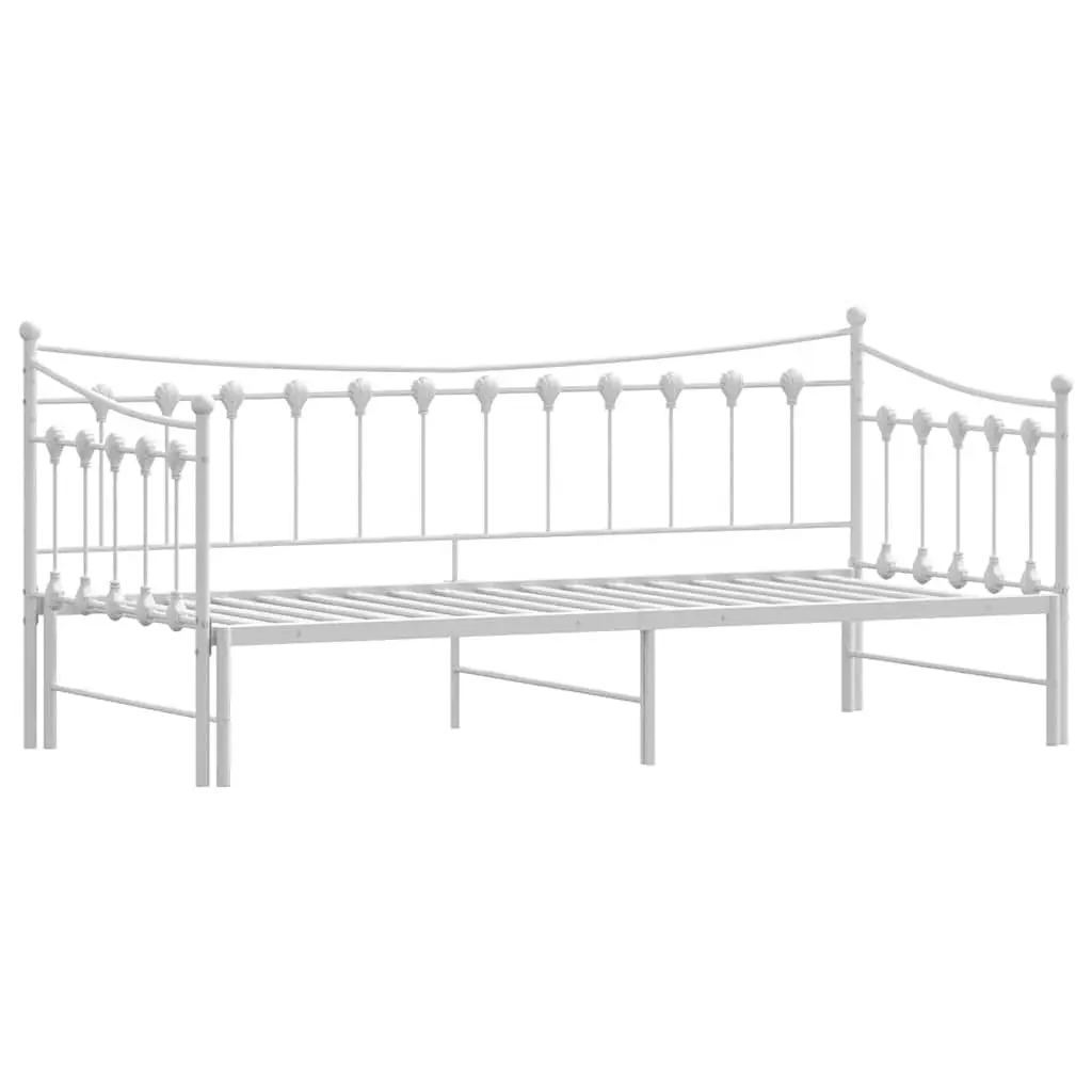 Daybed Trundle White 92x187cm Metal Frame Sofa Bed