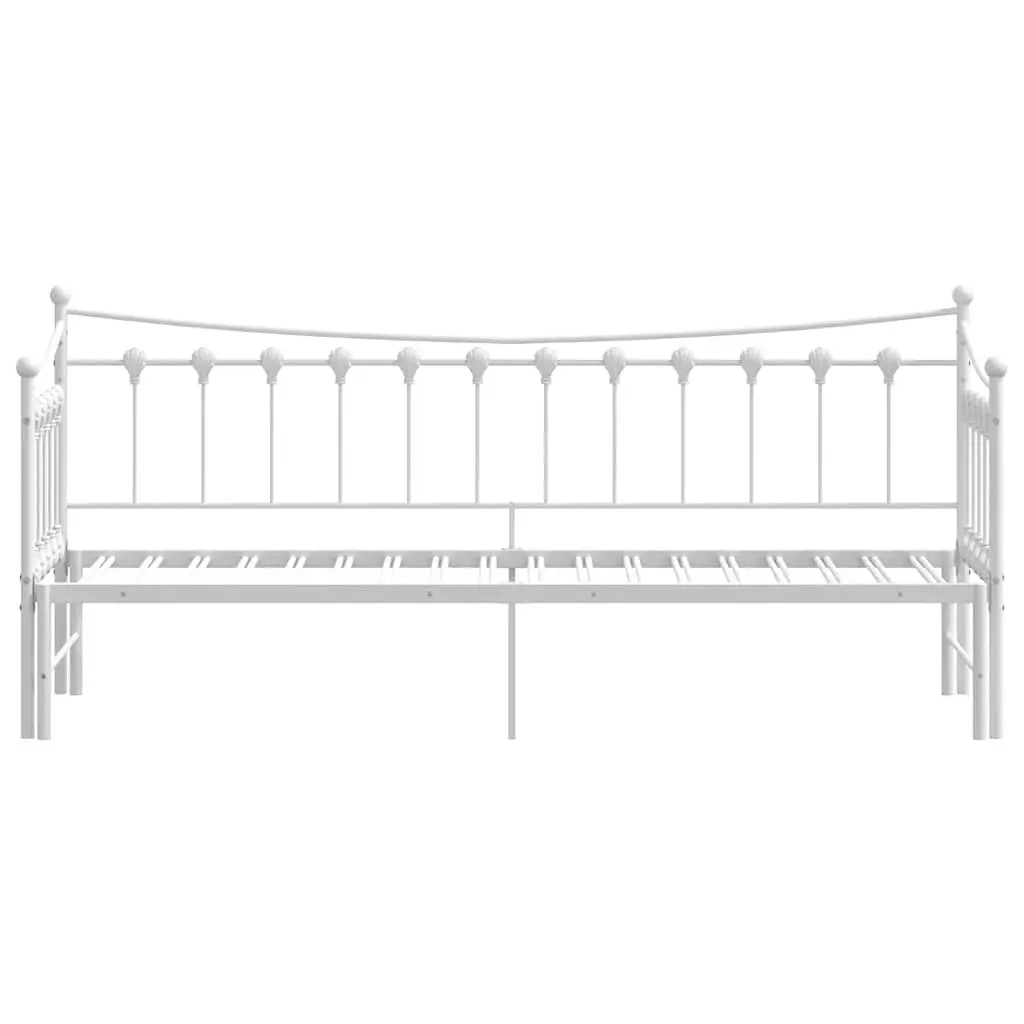 Daybed Trundle White 92x187cm Metal Frame Sofa Bed