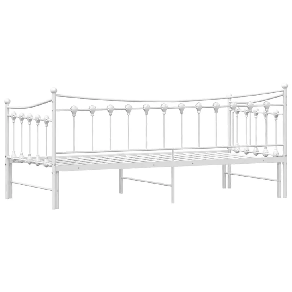 Daybed Trundle White 92x187cm Metal Frame Sofa Bed