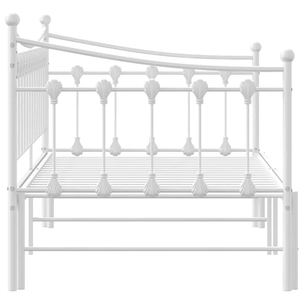 Daybed Trundle White 92x187cm Metal Frame Sofa Bed