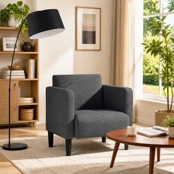 Dark Grey Corduroy Arm Chair with Armrests 54cm