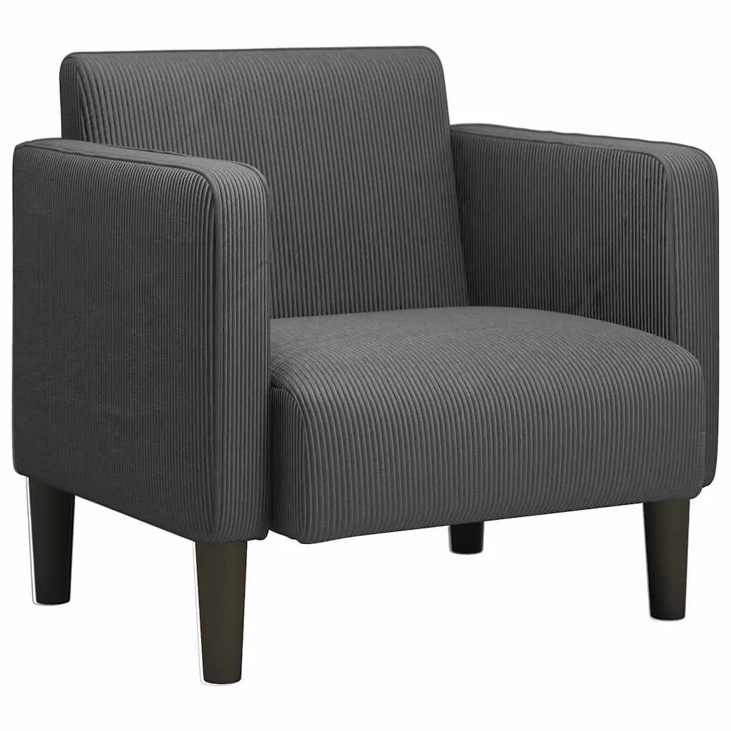 Dark Grey Corduroy Arm Chair with Armrests 54cm