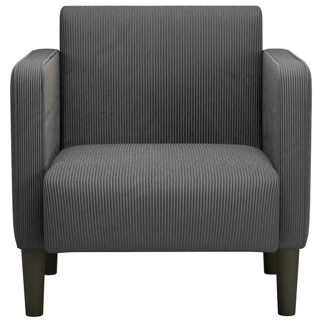 Dark Grey Corduroy Arm Chair with Armrests 54cm