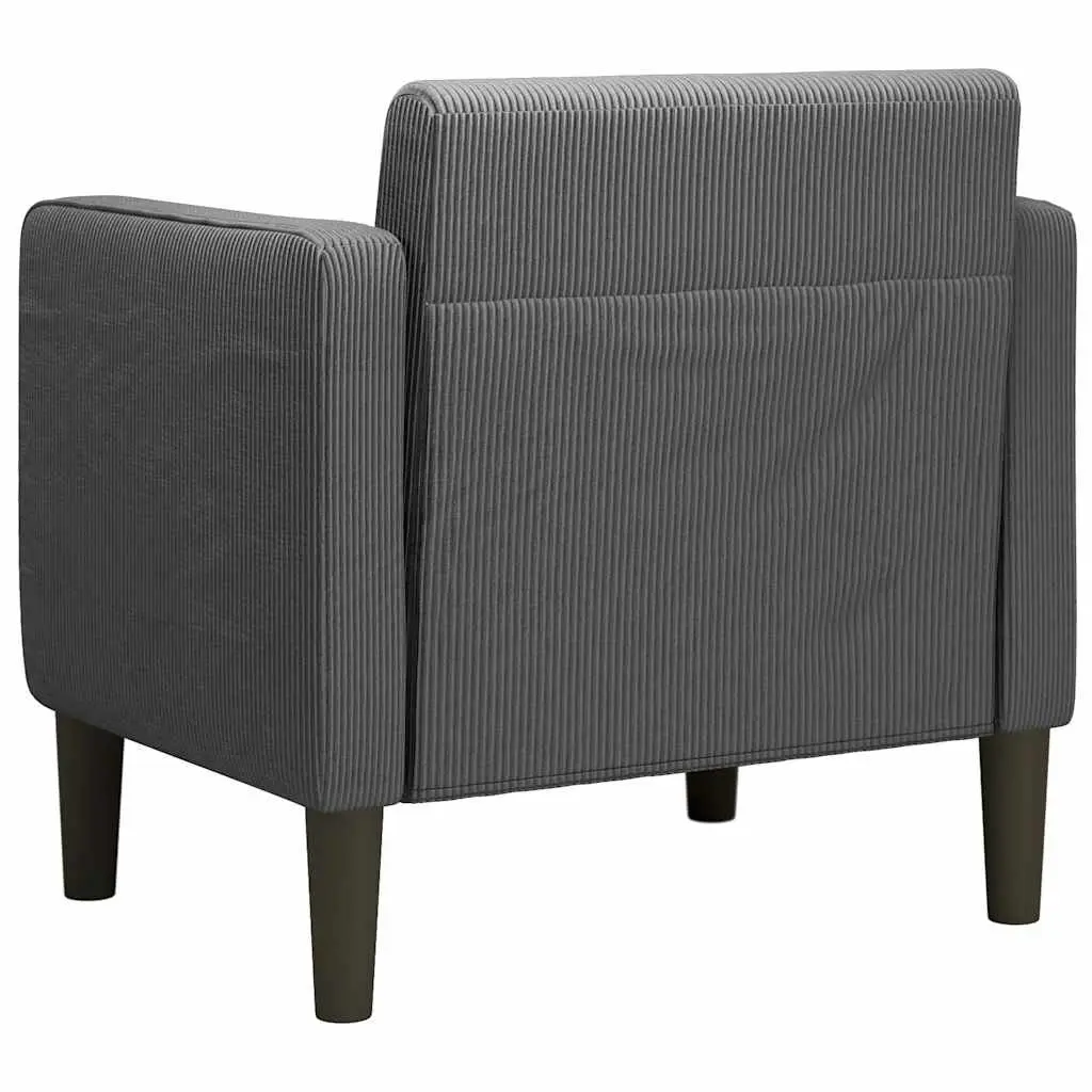 Dark Grey Corduroy Arm Chair with Armrests 54cm