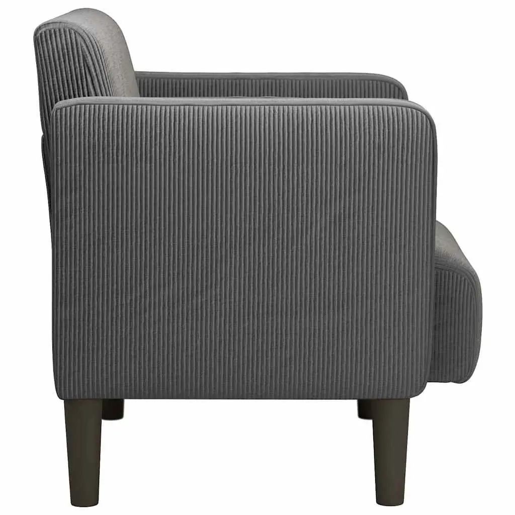 Dark Grey Corduroy Arm Chair with Armrests 54cm
