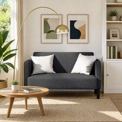 Compact Grey Corduroy Loveseat Sofa for Comfortable Seating