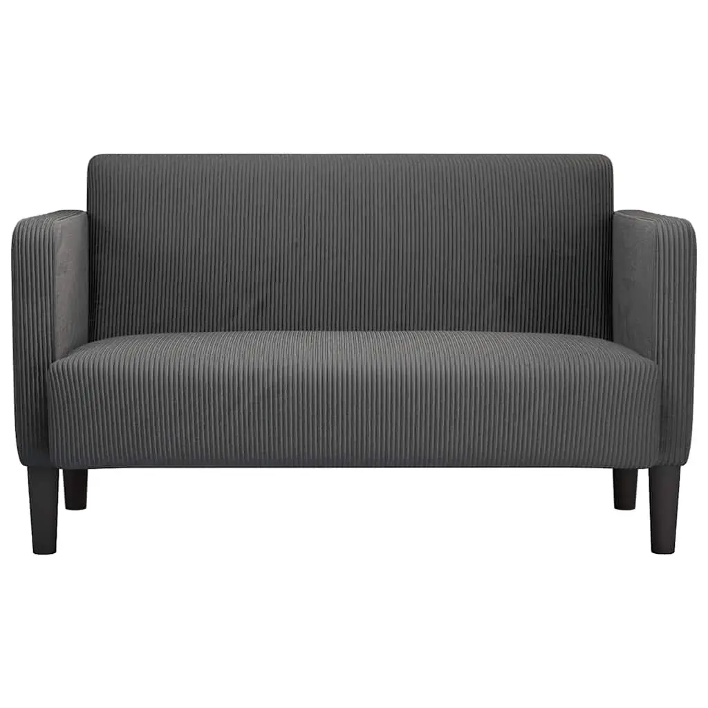 Loveseat Sofa Grey Corduroy Fabric 109cm Compact Two Seater Couch Furniture