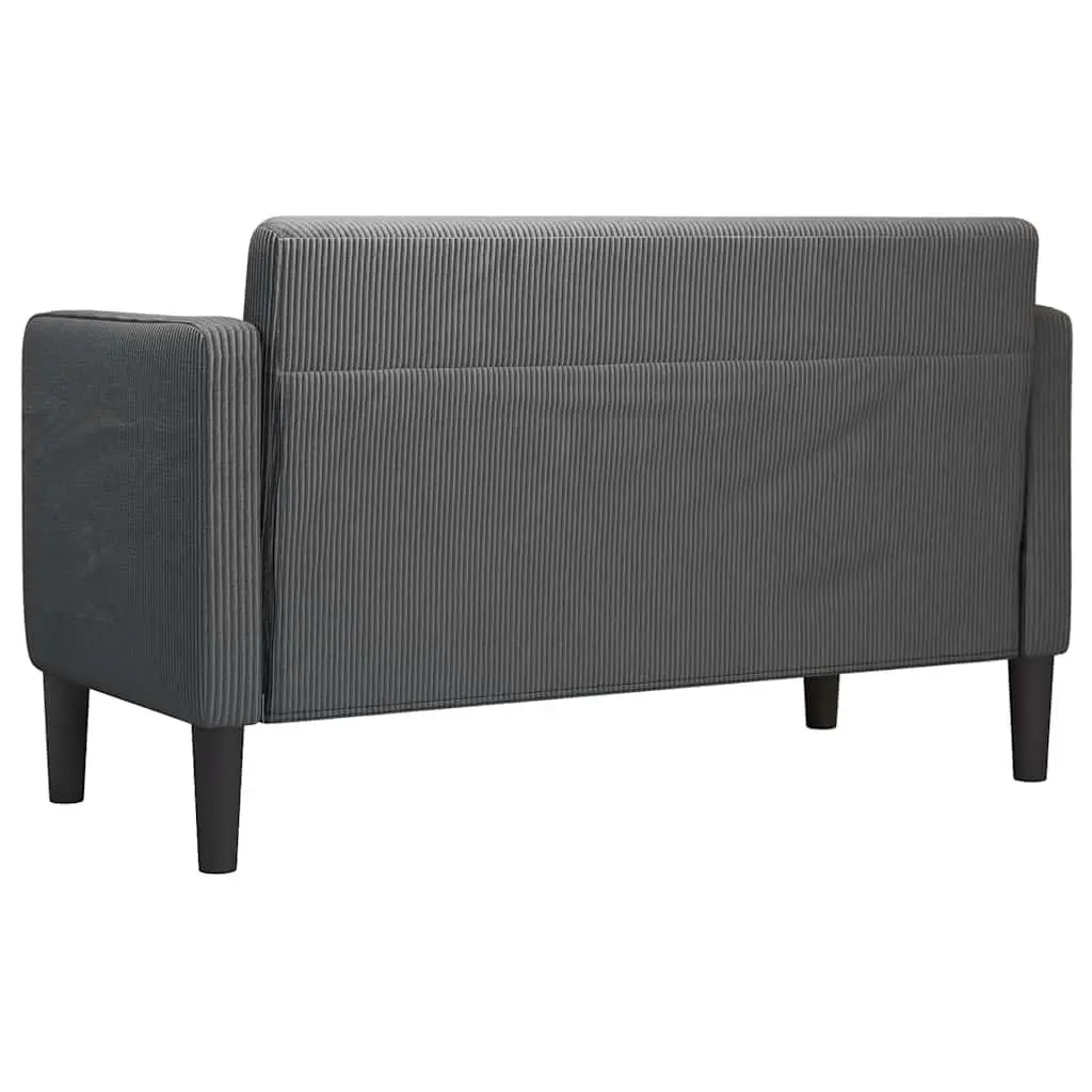 Loveseat Sofa Grey Corduroy Fabric 109cm Compact Two Seater Couch Furniture