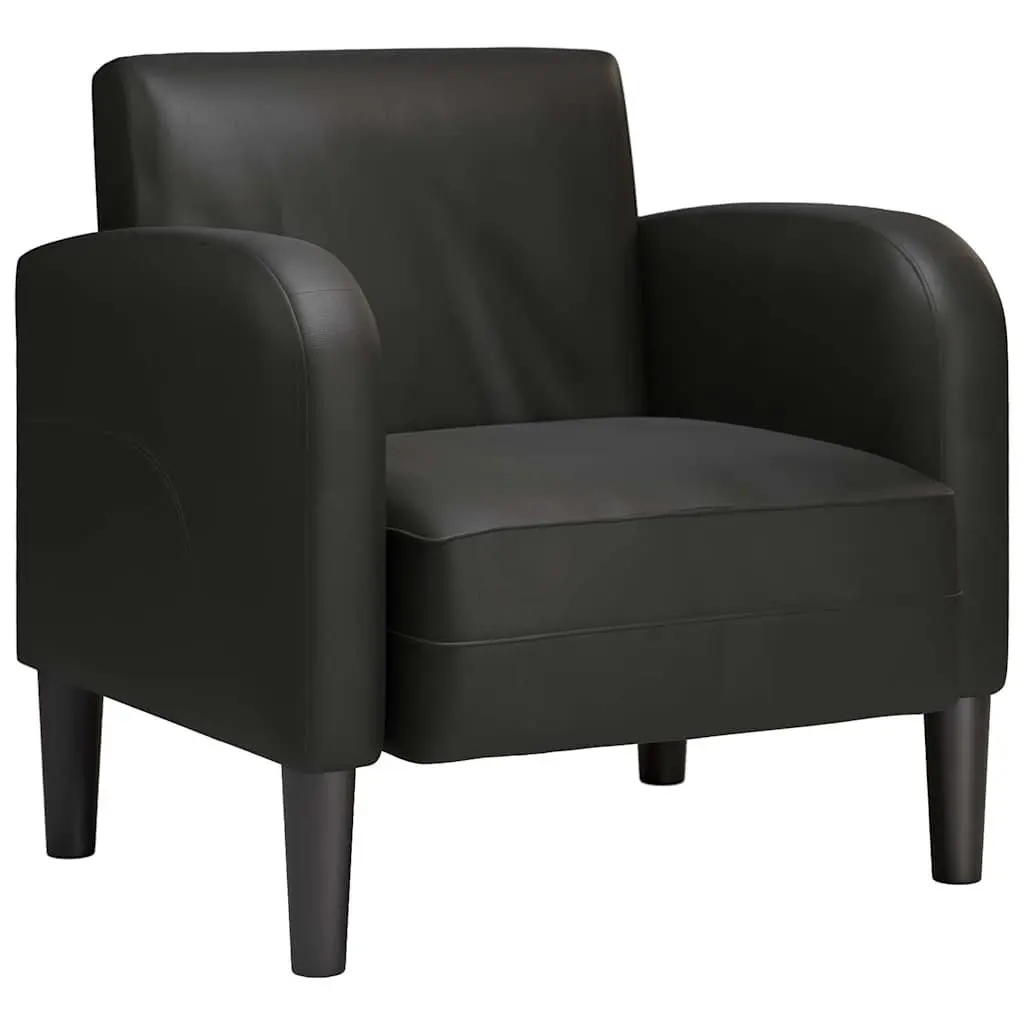 Black Faux Leather Arm Chair with Armrests