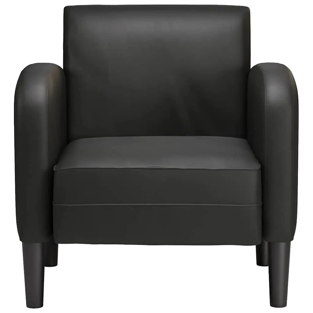 Black Faux Leather Arm Chair with Armrests