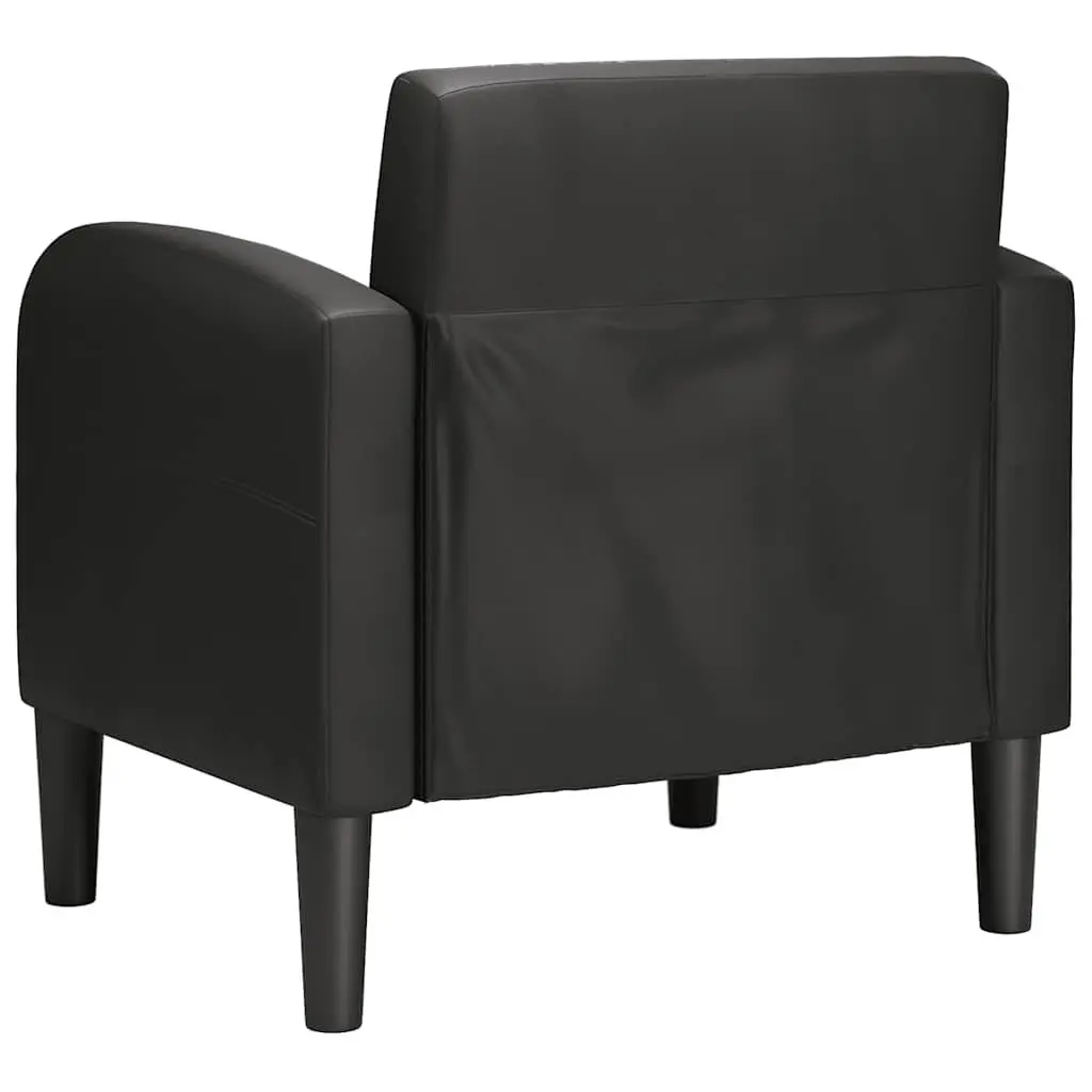 Black Faux Leather Arm Chair with Armrests