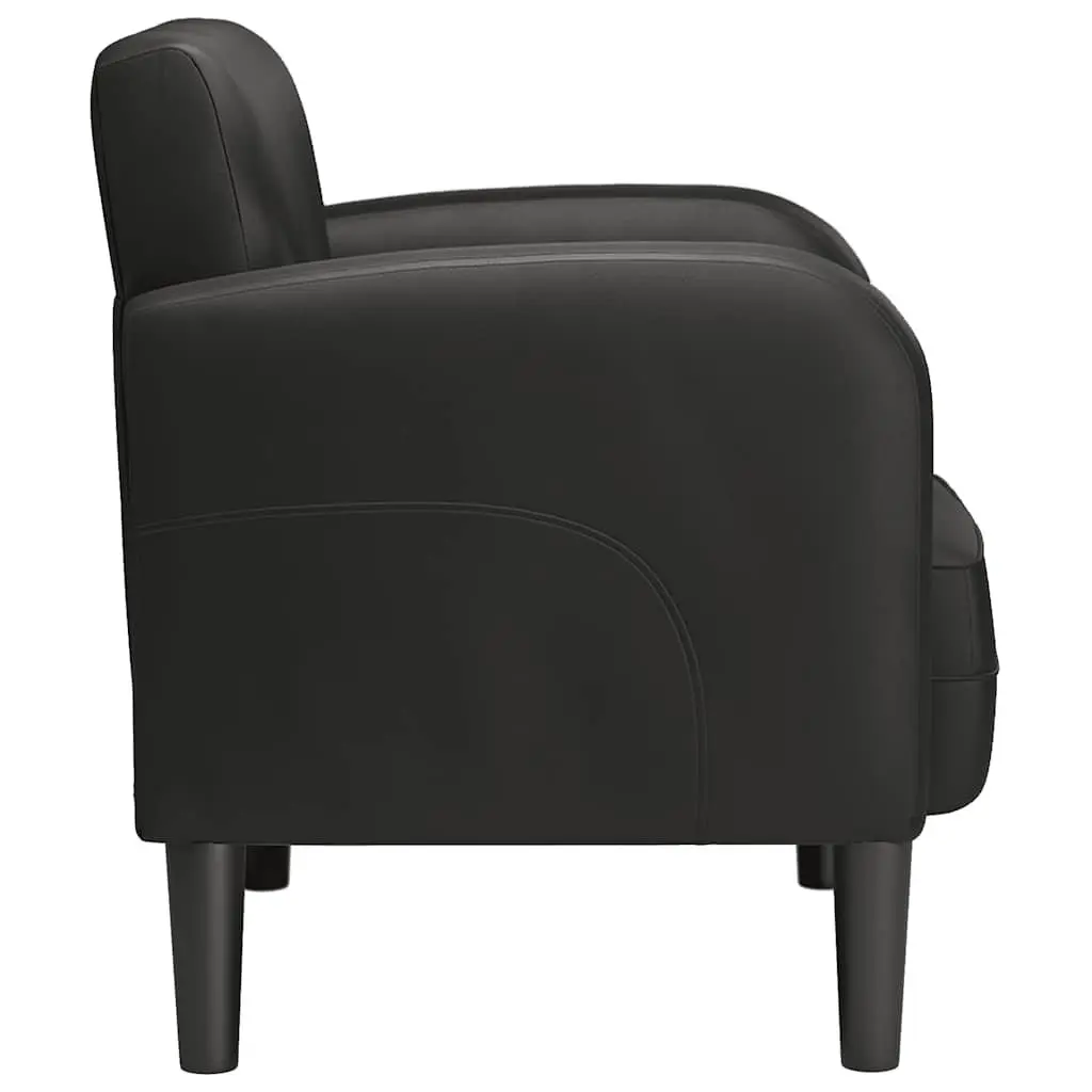 Black Faux Leather Arm Chair with Armrests
