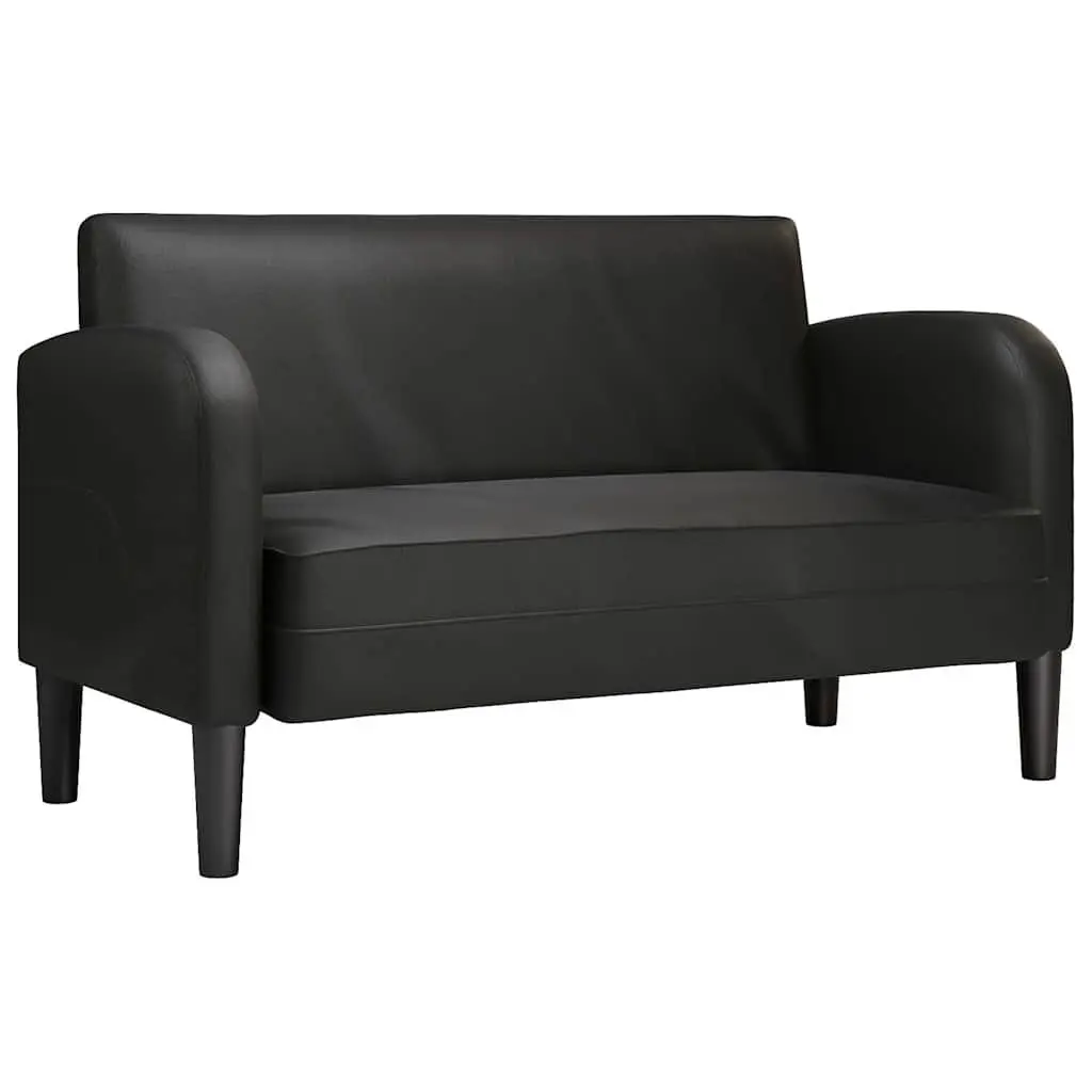 Loveseat Sofa Black Compact 110 cm Faux Leather Plywood