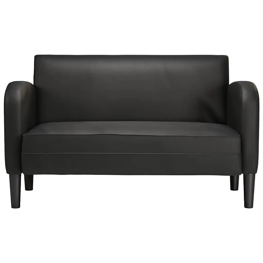 Loveseat Sofa Black Compact 110 cm Faux Leather Plywood