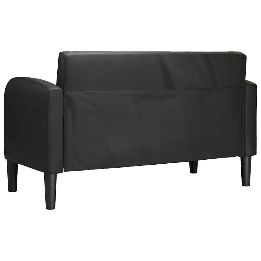 Loveseat Sofa Black Compact 110 cm Faux Leather Plywood