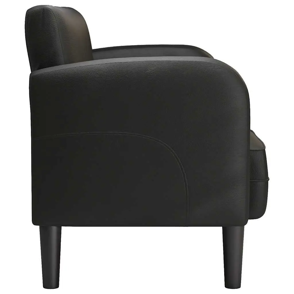 Loveseat Sofa Black Compact 110 cm Faux Leather Plywood