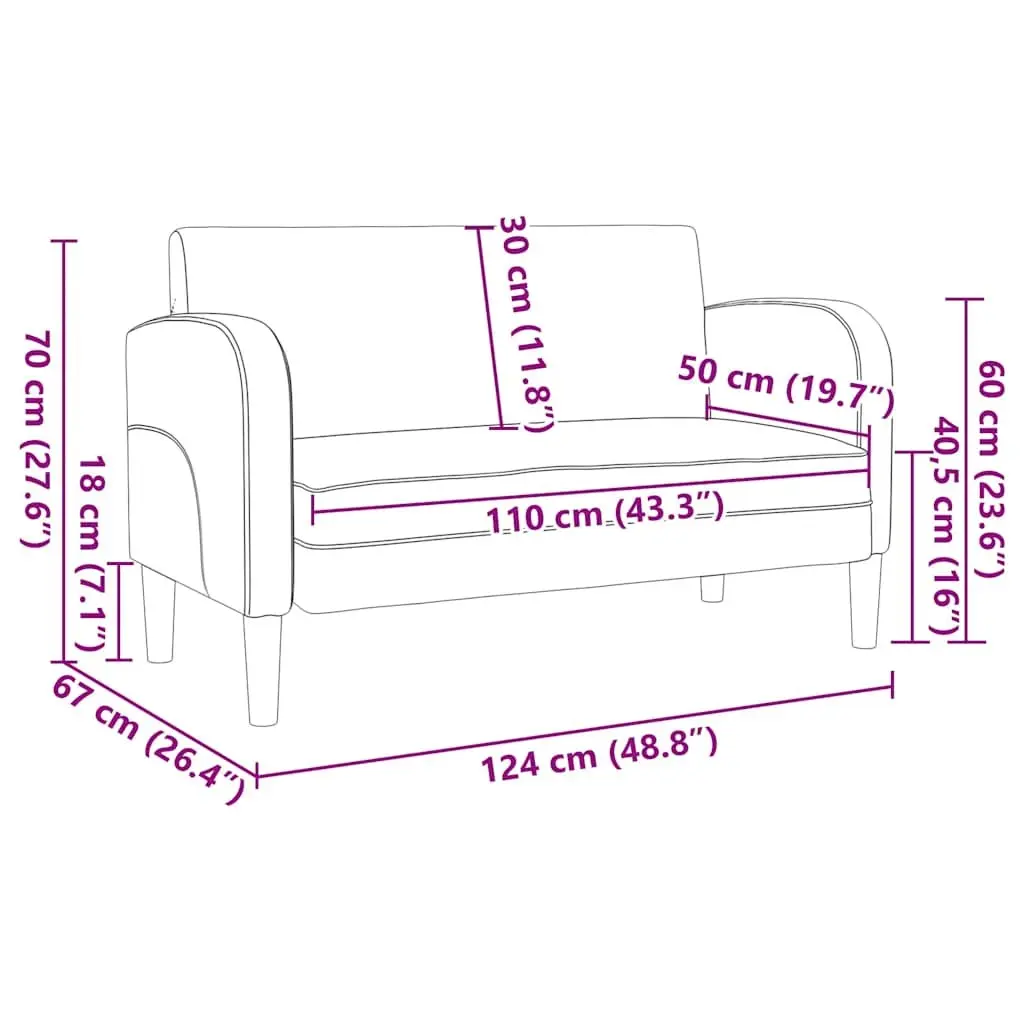 Loveseat Sofa Black Compact 110 cm Faux Leather Plywood