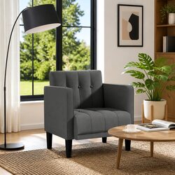 Grey Fabric Arm Chair with Armrests for Cozy Living Spaces