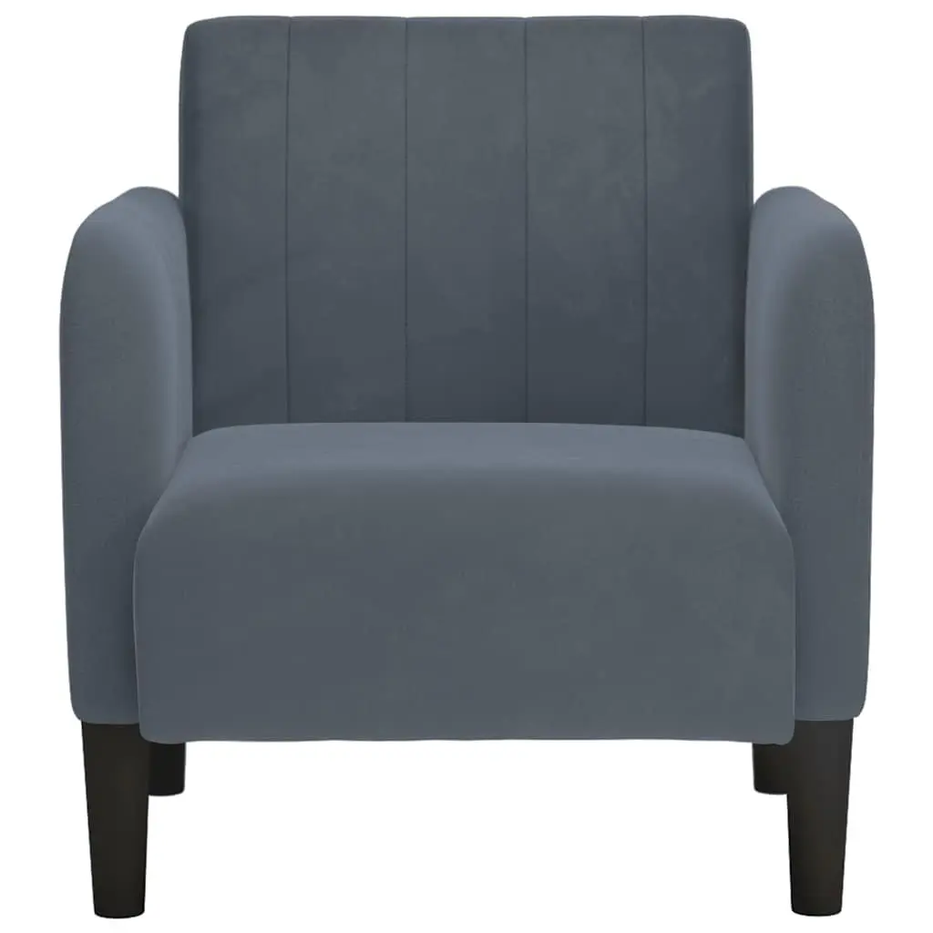 Arm Chair with Armrests Grey Velvet Sofa Seat Lounge Reading Living Room