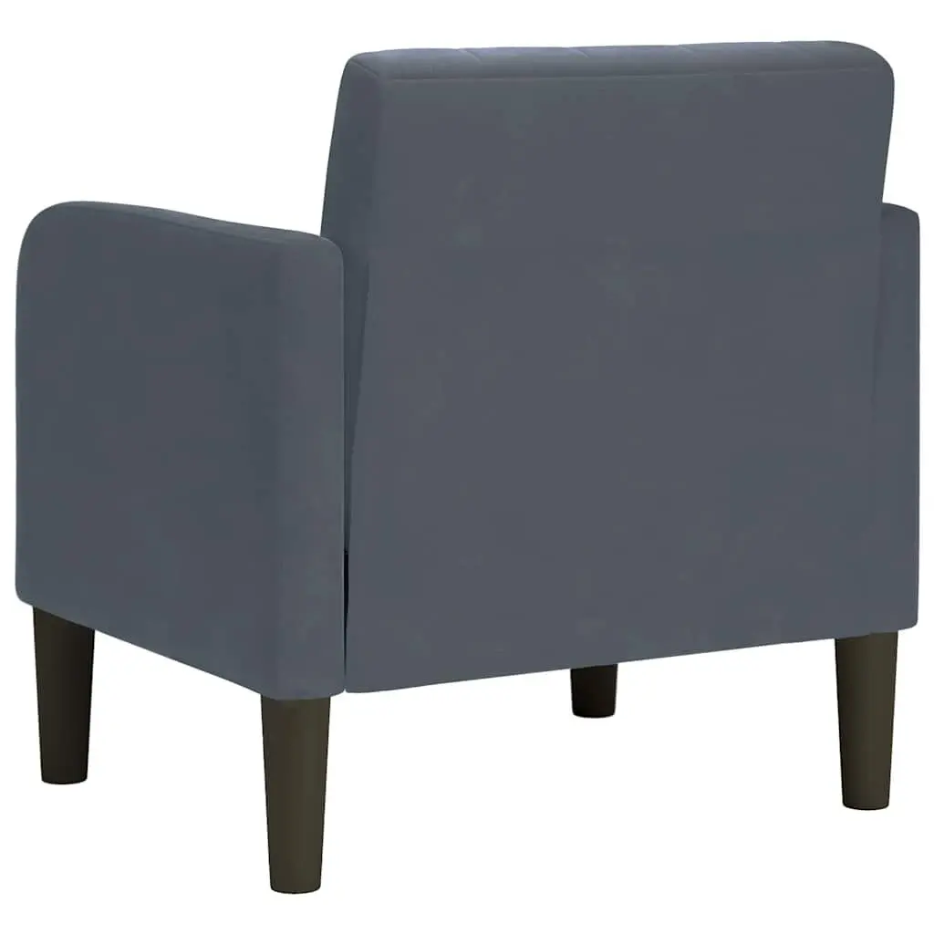 Arm Chair with Armrests Grey Velvet Sofa Seat Lounge Reading Living Room