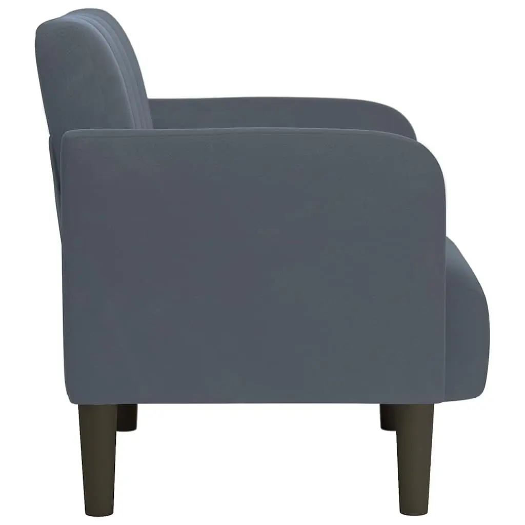 Arm Chair with Armrests Grey Velvet Sofa Seat Lounge Reading Living Room