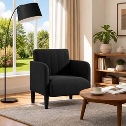 Cozy Black Velvet Arm Chair Sofa with Armrests