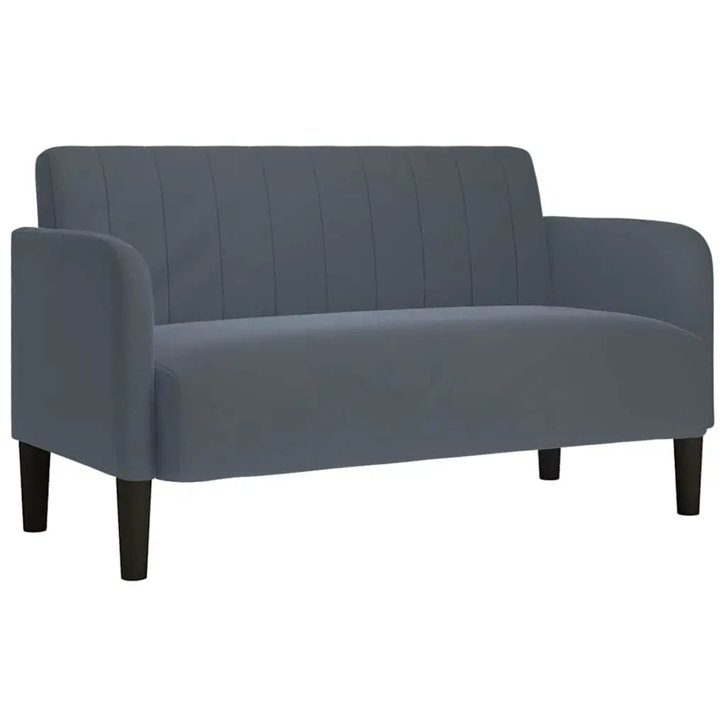 Loveseat Sofa Grey Velvet 109cm Compact Upholstered Furniture