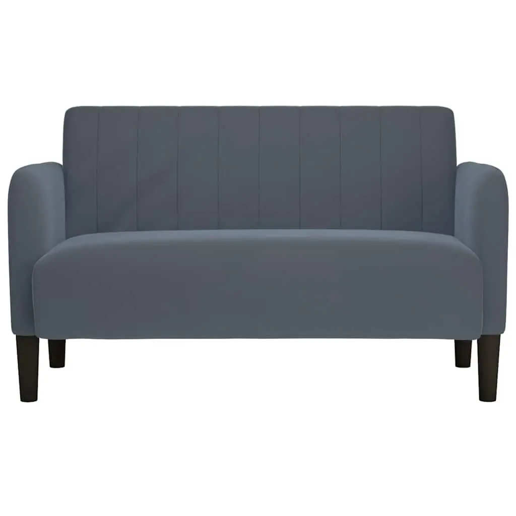 Loveseat Sofa Grey Velvet 109cm Compact Upholstered Furniture
