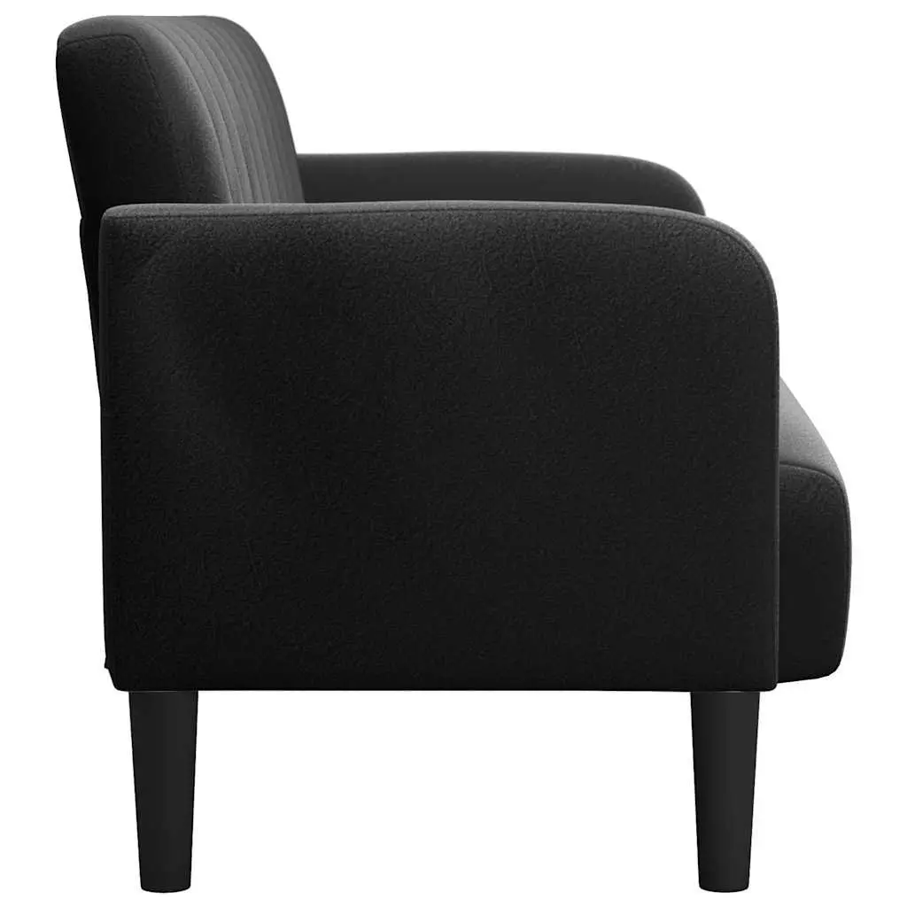 Velvet Loveseat Sofa in Black 109cm