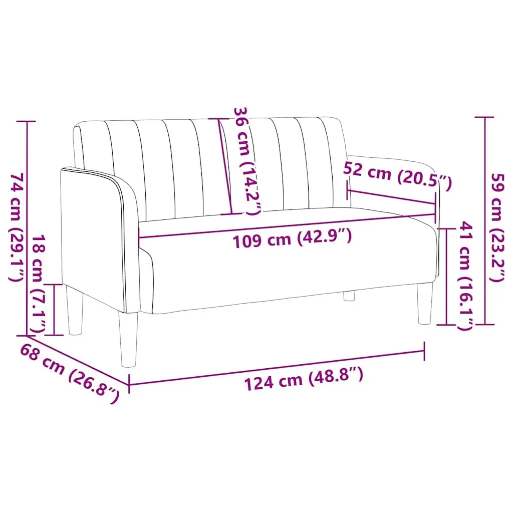 Velvet Loveseat Sofa in Black 109cm