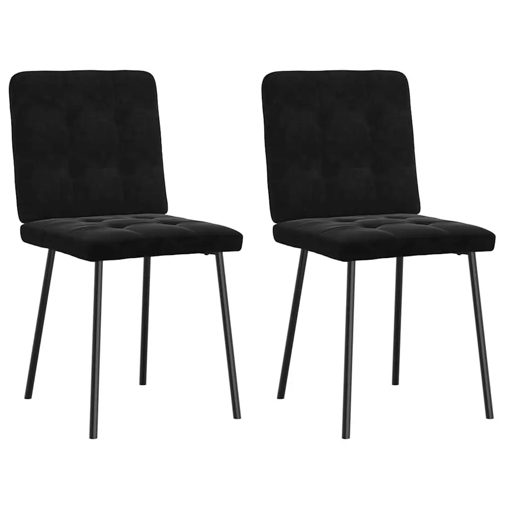 Dining Chairs Black Velvet Foam Padded Seat 2 Piece