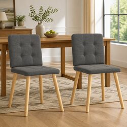 Grey Fabric Dining Chairs 2-Piece Set for Comfort