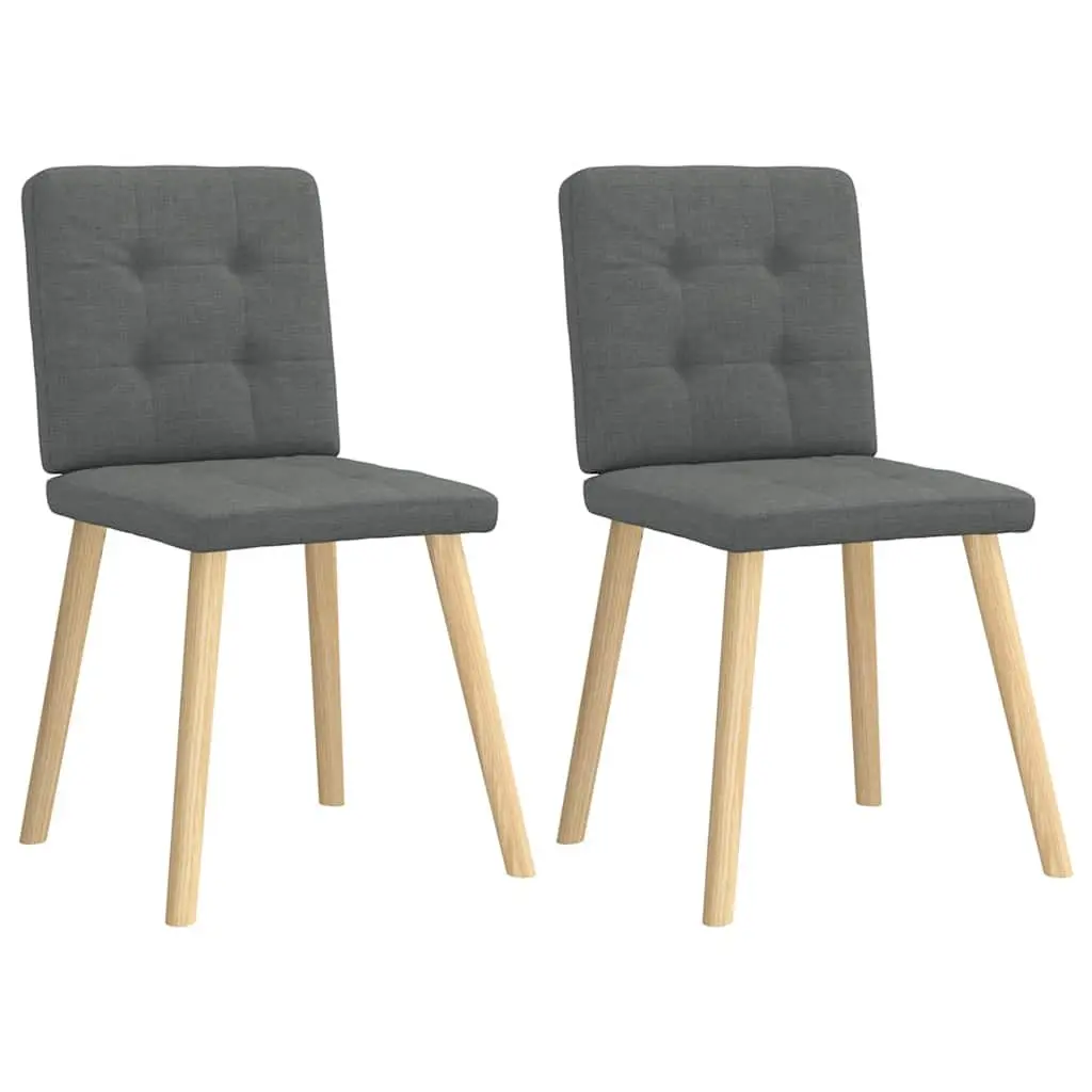 Grey Fabric Dining Chairs 2-Piece Set for Comfort