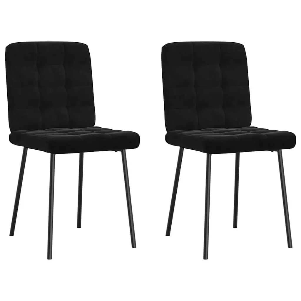 Dining Chairs Black Velvet 2 pcs Metal Frame